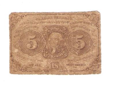 1862 5 Cent Fractional Currency Note 1st Issue