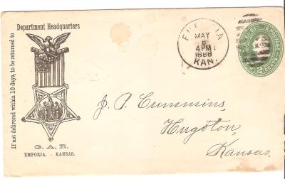 GAR Grand Army of the Republic Envelope 1888