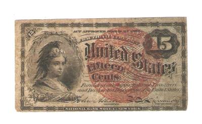 US 15 Cent Fractional Currency Note Red Seal 1863