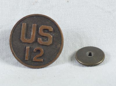 WWI US 12th Regiment Collar Disk