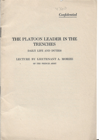 WWI Platoon Leader in the Trenches Pamphlet 