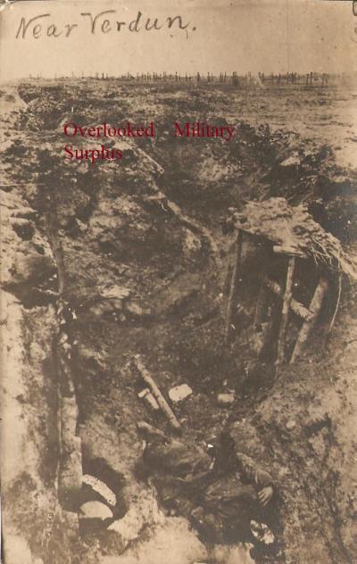 WWI Postcard Verdun Trench Dead German