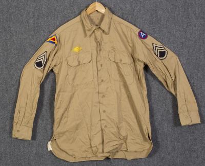 WWII US 3rd Army Khaki Dress Shirt 16x35