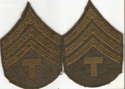 WWII Tech T/4 Sergeant Rank Patches Felt
