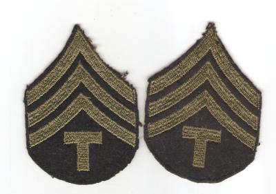 WWII Tech T/4 Sergeant Rank Patches Felt