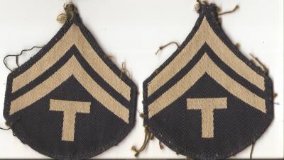 WWII Tech T/5 Corporal Rank Patches Bevo