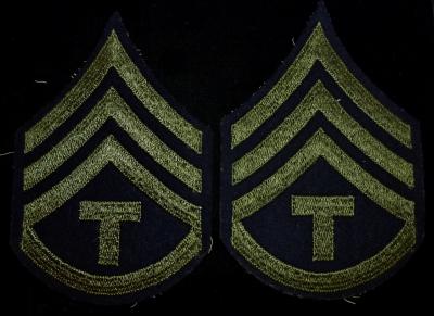 WWII Tech T/3 Staff Sergeant Patch Pair