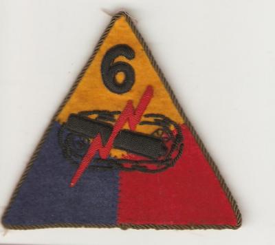 WWII 6th Armored Division Patch Theater Made