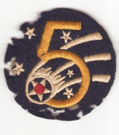 WWII 5th USAAF Patch Felt Theater Made