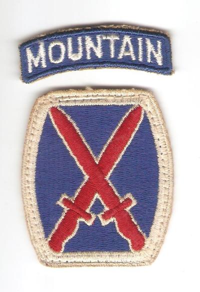 Items For SALE Area-- WWII 10th Mountain Division Patch & Tab