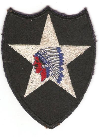 WWII 2nd Infantry Division Patch White Back