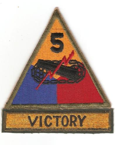 WWII 5th Armored Division Patch & Tab