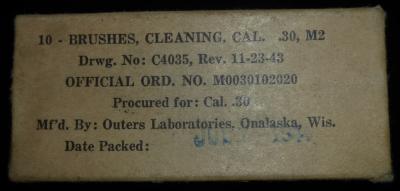WWII .30 Cal M2 Cleaning Brushes Box 10