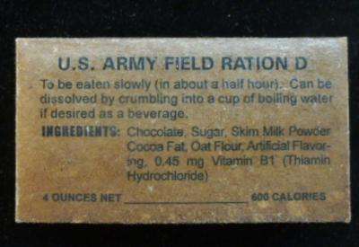 US Army Field Ration D Chocolate Repro