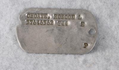 WWII Army Dog Tag Roscoe Choate T44