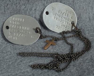 WWII USN Navy Dog Tags on Linked Chain 