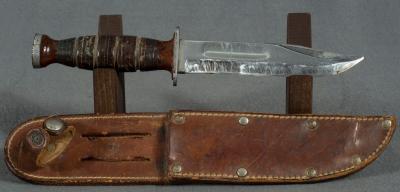 WWII MK2 Ka-Bar Knife & Leather Scabbard