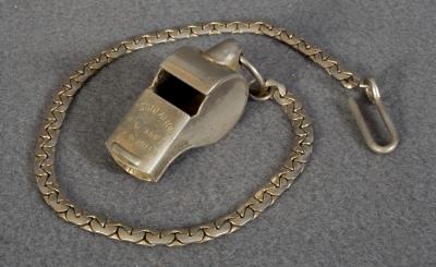 WWII Army MP Brass Whistle & Chain 