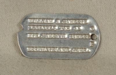 WWII Army Dog Tag William A. Sanders Kansas