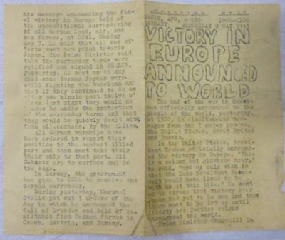 WWII Victory in Europe Newspaper