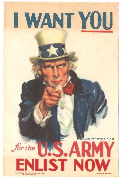 WWII Uncle Sam Army Recruiting Mini Poster