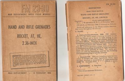 Hand Rifle Grenades Manual FM 23-30 1944