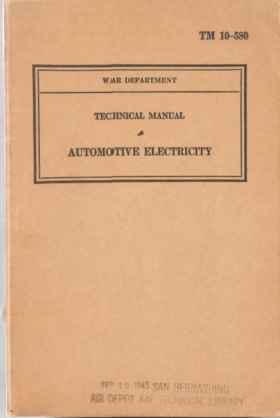 Automotive Electricity Manual TM 10-580