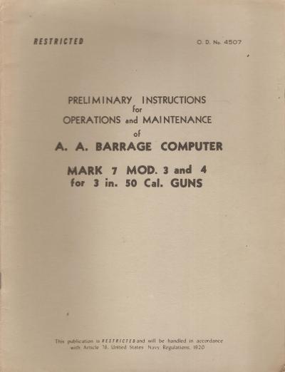 Manual USN AA Barrage Computer Mark 7