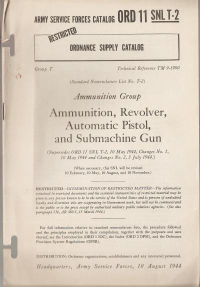 WWII Manual SNL T-2 Ammunition Group 