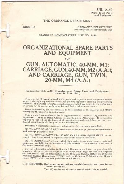 Manual SNL A-50 40mm 20mm Gun & Carriage