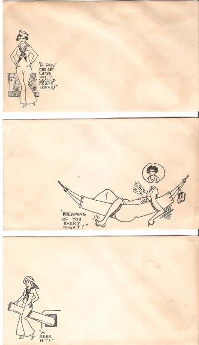 Navy USN Humor Envelope 1930's Three Different