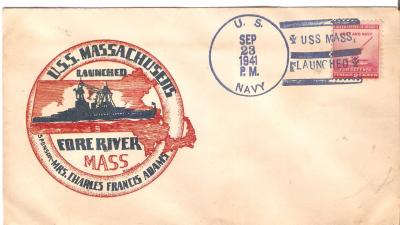 USS Massachusetts Launching Envelope 1941