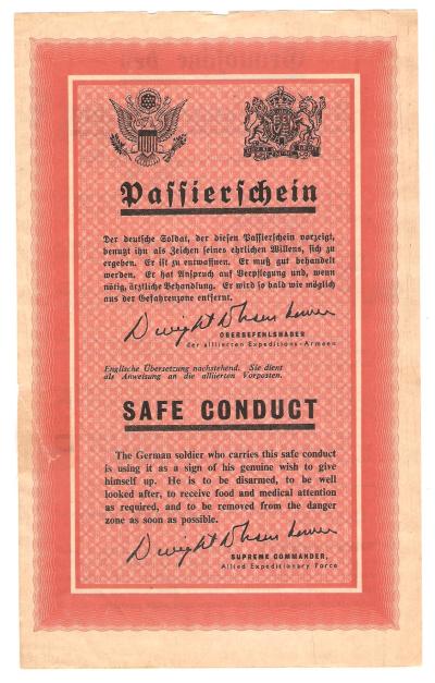 WWII Safe Conduct Pass for German Soldiers