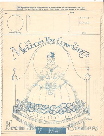 WWII Seabees V-Mail Mother's Day Greetings Unused 