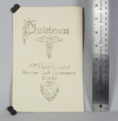 WWII Christmas Menu 19th Field Hospital Iran