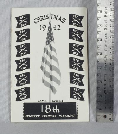 WWII Christmas Menu Camp Roberts 18th Infantry