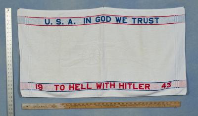 WWII Wash Towel To Hell with Hitler 1943 Cannon