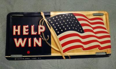 WWII Patriotic Licence Plate Help Win