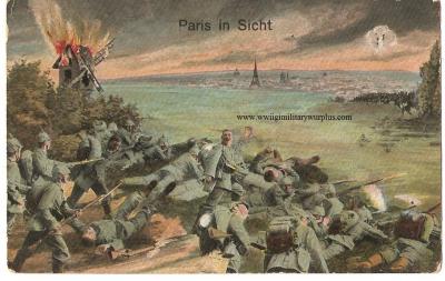 WWI German Postcard Paris in Sight