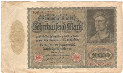 German 10000 Mark Reichsbanknote 1922