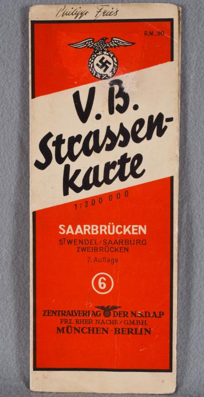 WWII NSDAP German Street Map Saarbrucken