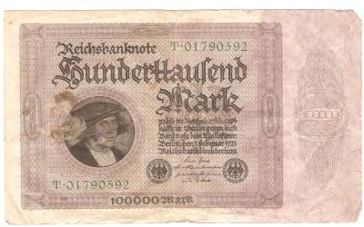 German 100000 Mark Inflationary Reichsmark Note