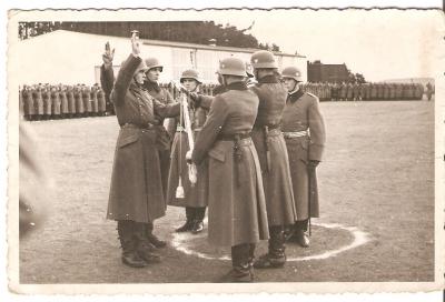 WWII German Soldiers Taking Oath Picture Postcard