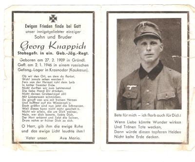 WWII German Remembrance Death Card POW
