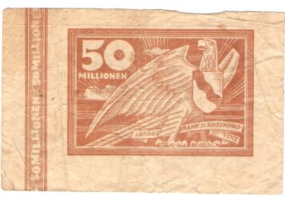 German 50 Million Mark Landesbank Notgeld Note