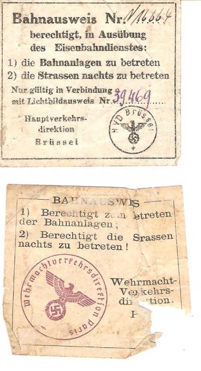 WWII German Bahnausweis Documents