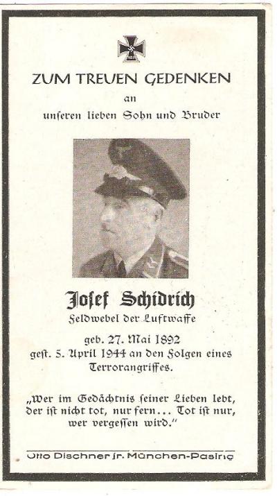 WWII German Death Card  Luftwaffe Man
