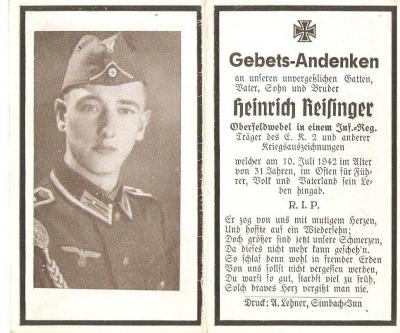 German Death Card Infantry Russia