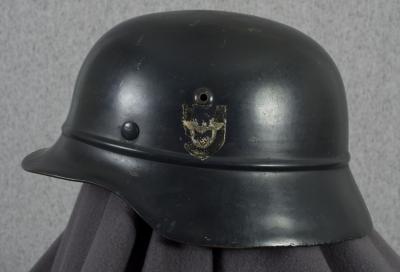 WWII Beaded M35 Double Decale German Police Helmet