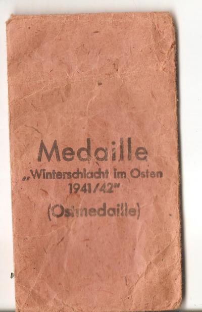 German Eastern Front Medal Envelope 